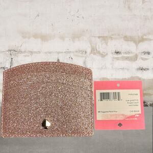 Kate Spade NWT Burgess Court Card Holder Wallet Case Rose Glitter